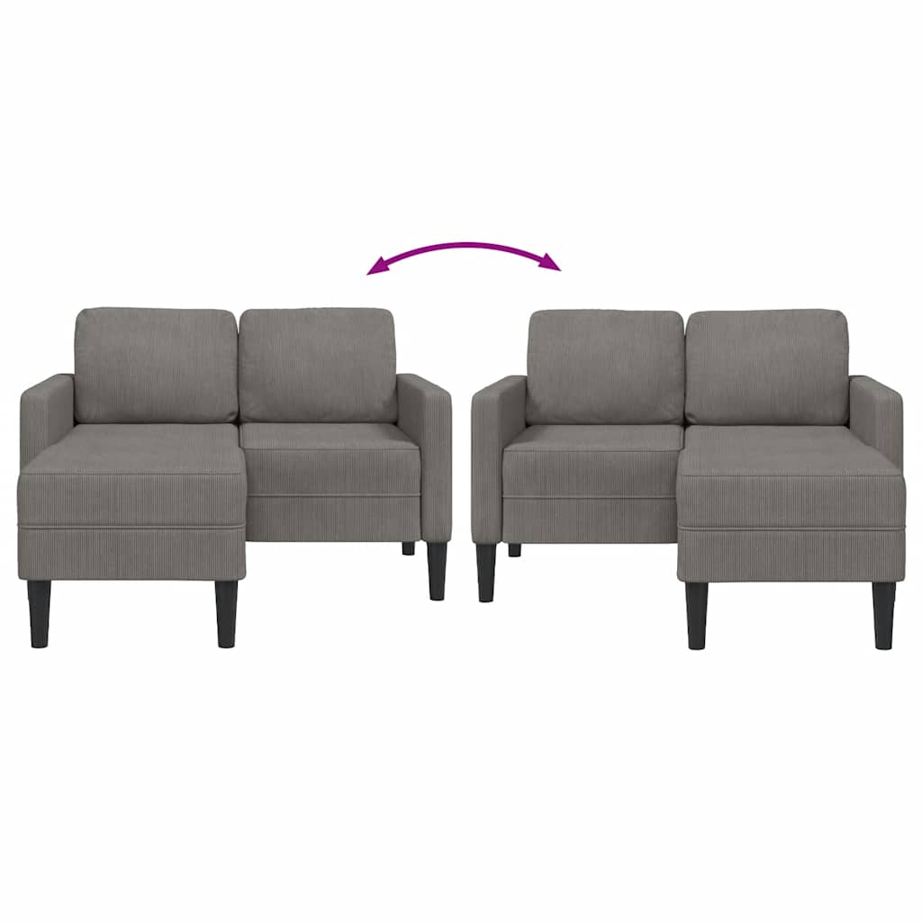 2-personers sofa med chaiselong L-formet 125 cm linned lysegrå