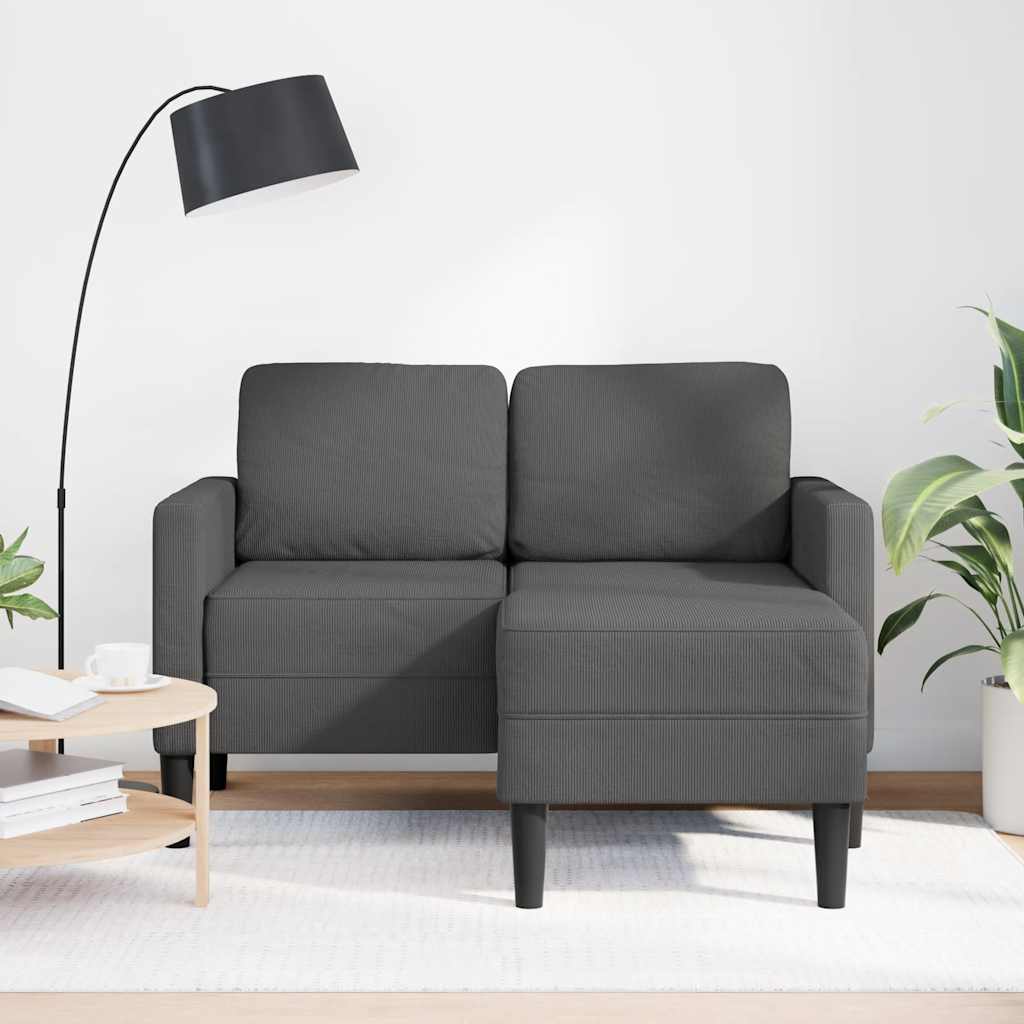 2-personers sofa med chaiselong L-formet 125 cm linned mørkegrå