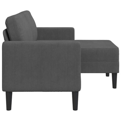 2-personers sofa med chaiselong L-formet 125 cm linned mørkegrå