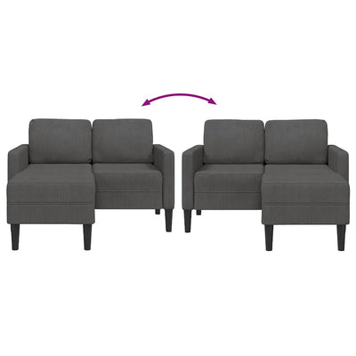 2-personers sofa med chaiselong L-formet 125 cm linned mørkegrå