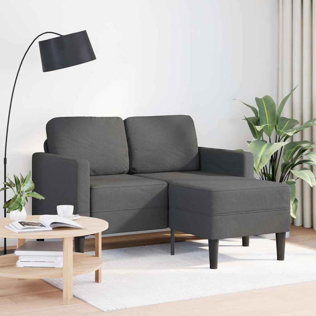 2-personers sofa med chaiselong L-formet 125 cm linned mørkegrå