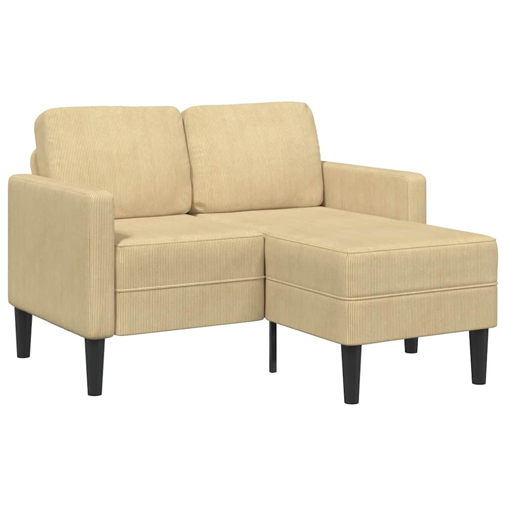 2-personers sofa med chaiselong L-formet 125 cm linned lysegrøn