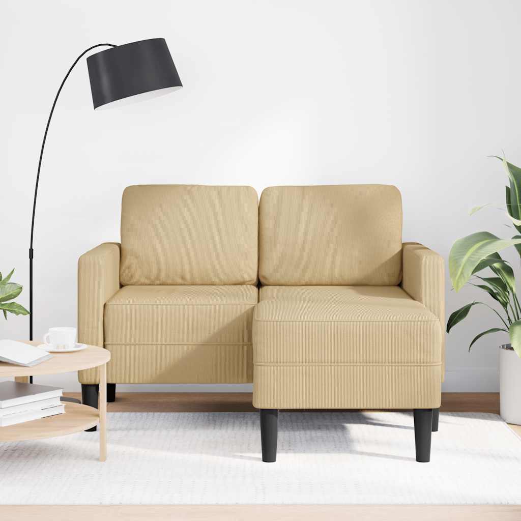 2-personers sofa med chaiselong L-formet 125 cm linned lysegrøn