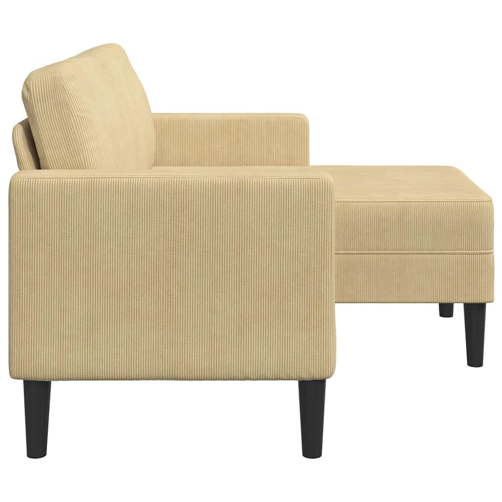 2-personers sofa med chaiselong L-formet 125 cm linned lysegrøn