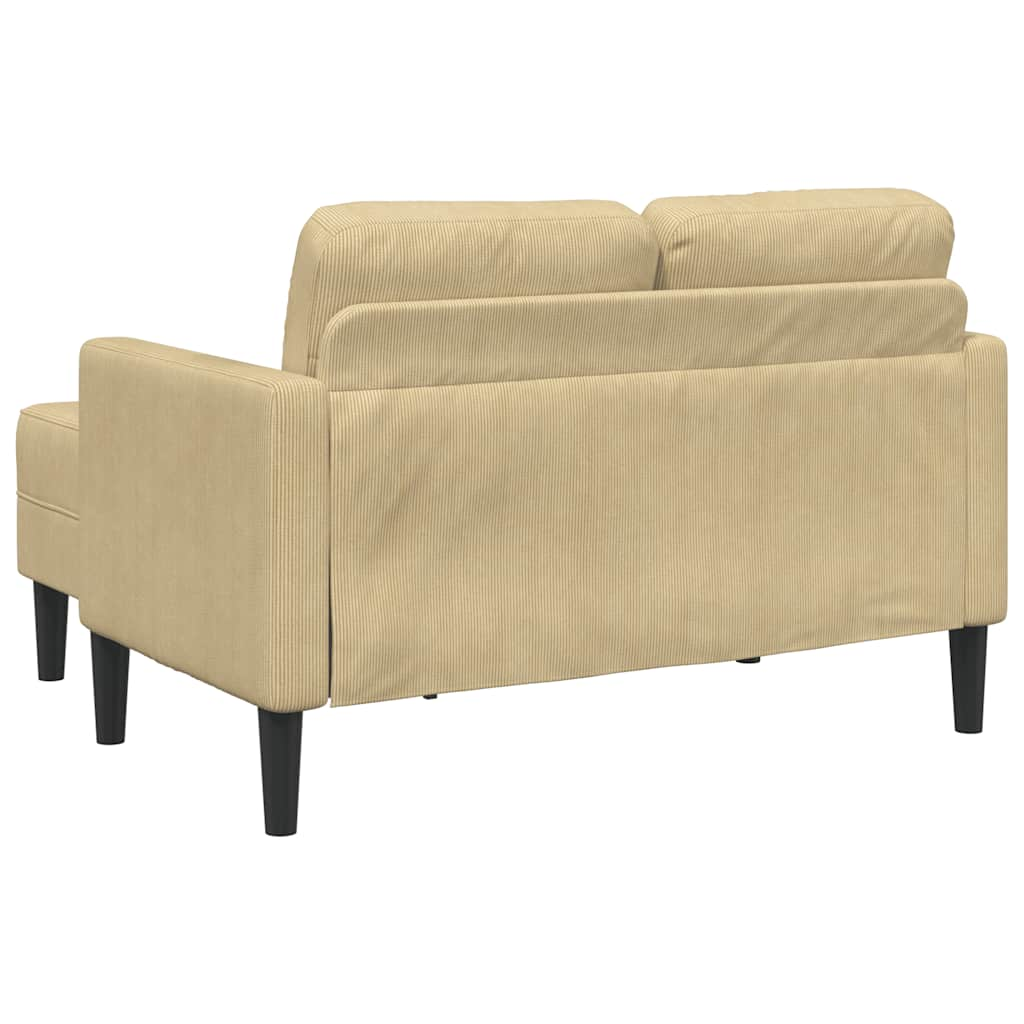 2-personers sofa med chaiselong L-formet 125 cm linned lysegrøn