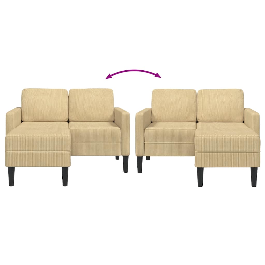 2-personers sofa med chaiselong L-formet 125 cm linned lysegrøn