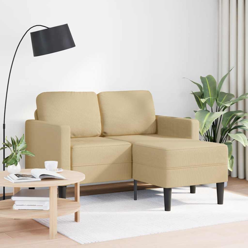 2-personers sofa med chaiselong L-formet 125 cm linned lysegrøn