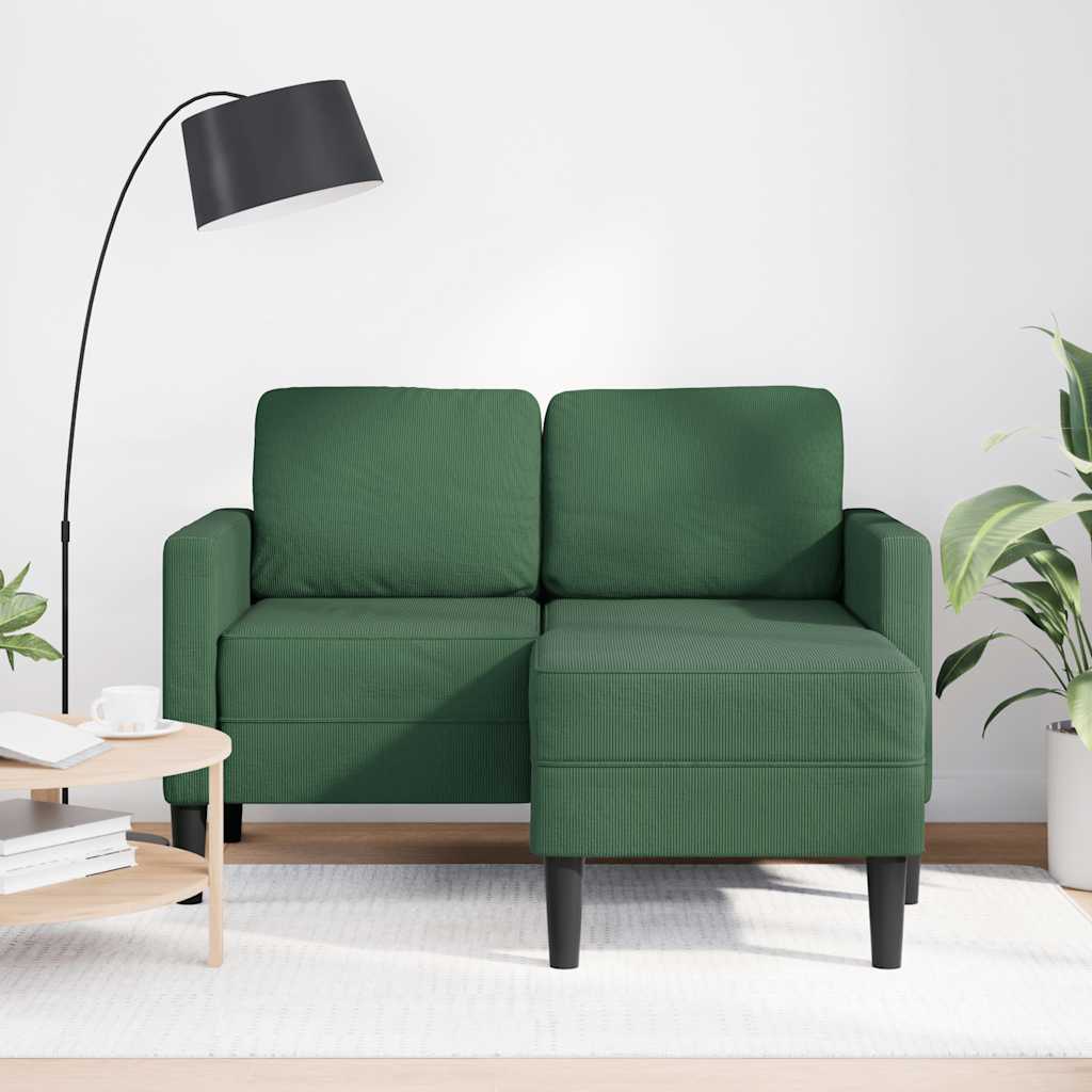 2-personers sofa med chaiselong L-formet 125 cm linned grøn