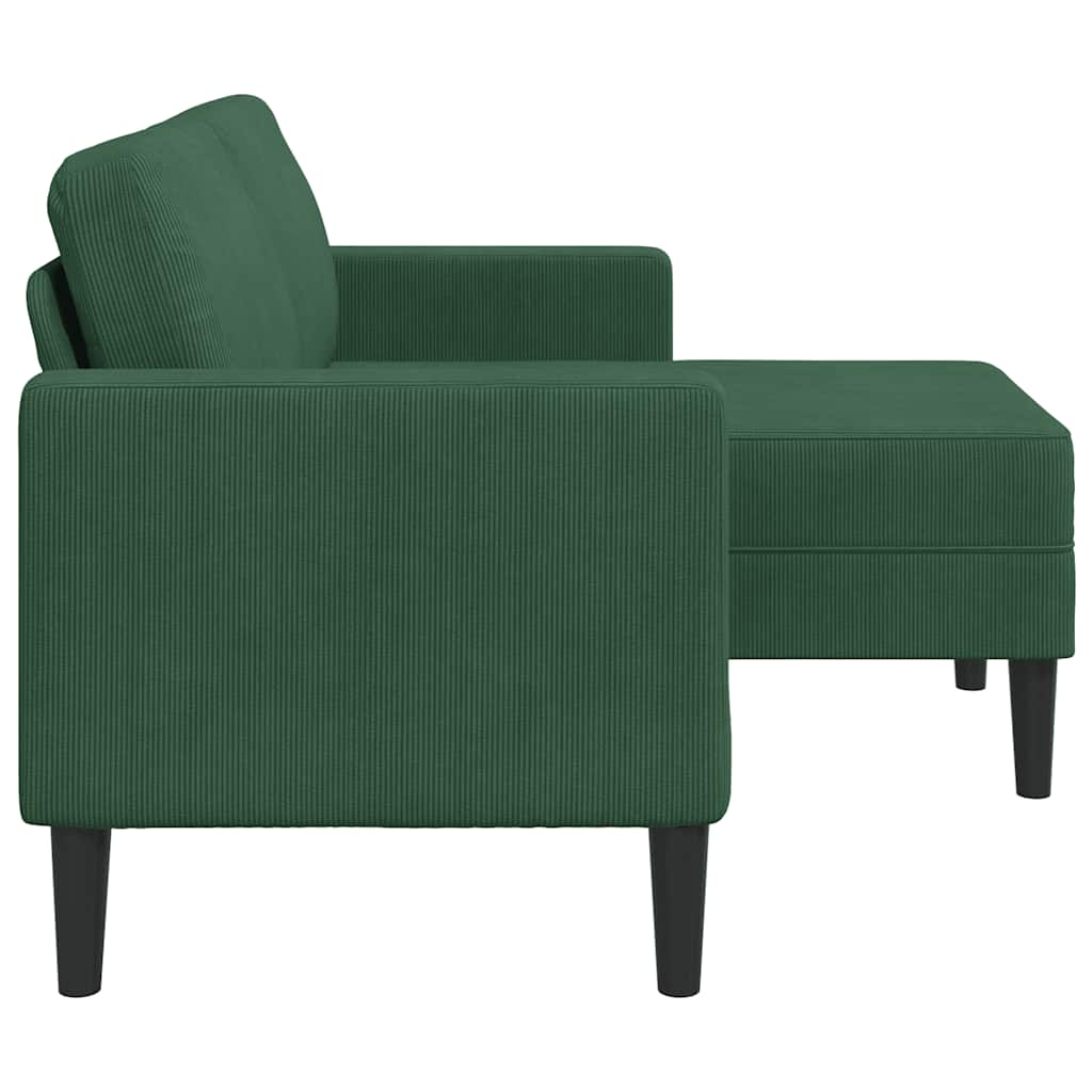 2-personers sofa med chaiselong L-formet 125 cm linned grøn