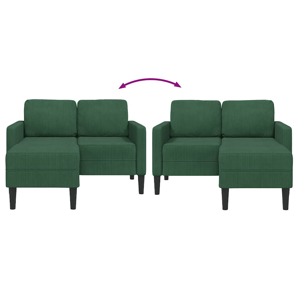 2-personers sofa med chaiselong L-formet 125 cm linned grøn