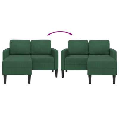 2-personers sofa med chaiselong L-formet 125 cm linned grøn