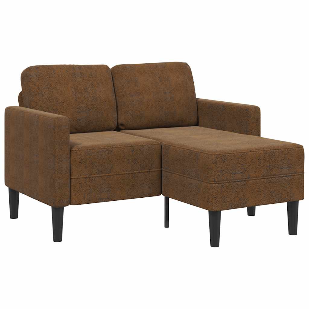 2-personers sofa med chaiselong L-formet 125 cm kunstlæder brun