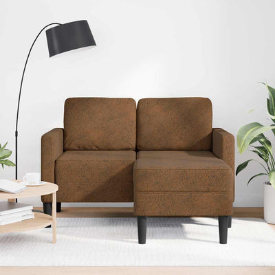 2-personers sofa med chaiselong L-formet 125 cm kunstlæder brun