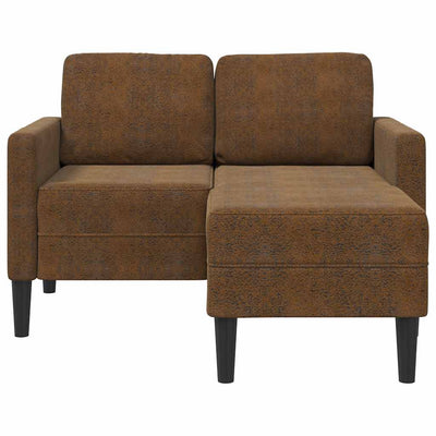 2-personers sofa med chaiselong L-formet 125 cm kunstlæder brun