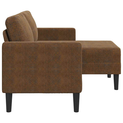 2-personers sofa med chaiselong L-formet 125 cm kunstlæder brun