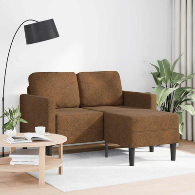 2-personers sofa med chaiselong L-formet 125 cm kunstlæder brun