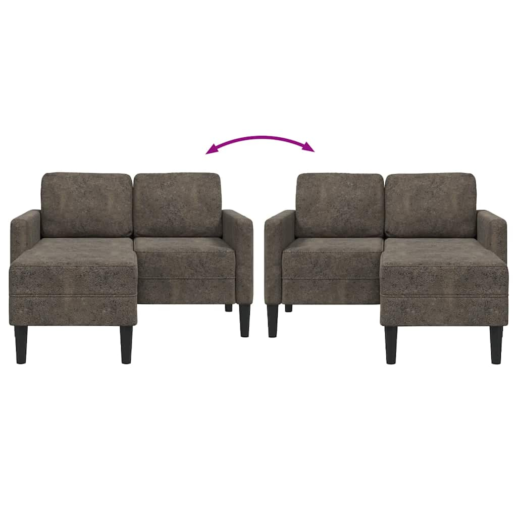 2-personers sofa med chaiselong L-formet 125 cm kunstlæder