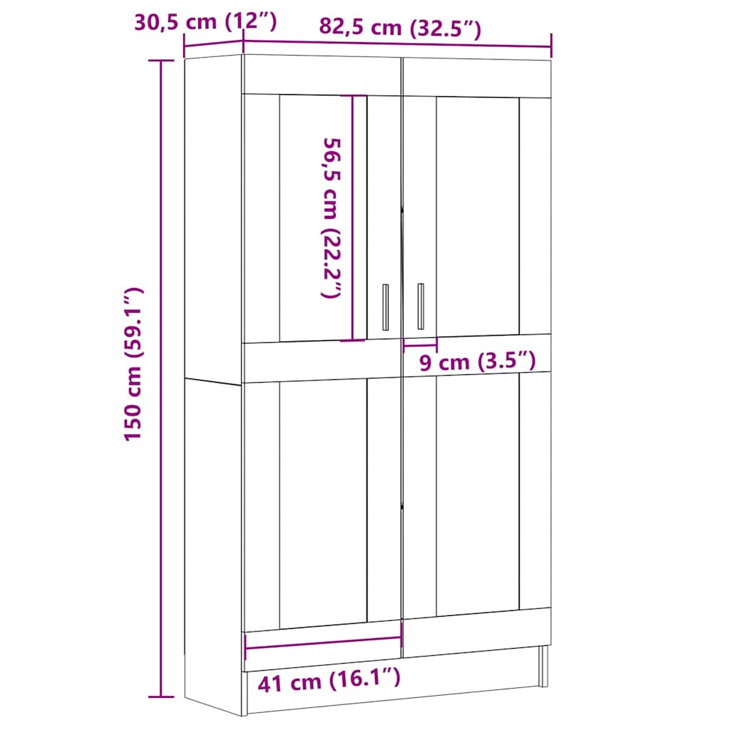 bogskab 82,5x30,5x150 cm konstrueret træ antikt træ