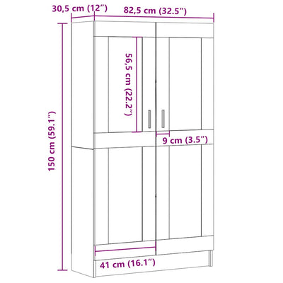 bogskab 82,5x30,5x150 cm konstrueret træ kunsteg